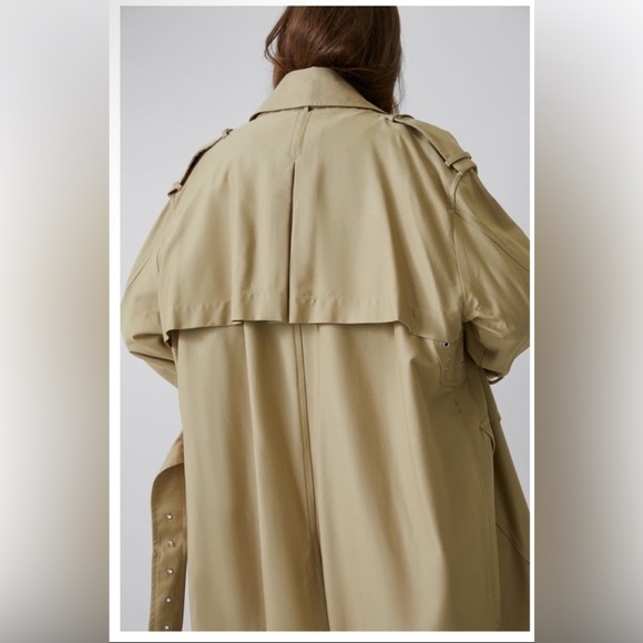 ZARA Women’s Oversized Tan Beige Double Breasted Long Trench Coat Oversized L-XL - Picture 5 of 10